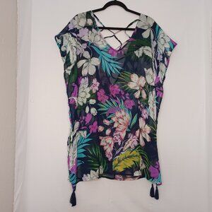 Women's Kona Sol Sheer Floral Tropical Swimsuit Cover Up Size Small